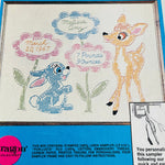 Disney’s, Paragon, Walt Disney&#39;s Bambi, Birth Record, Sampler, with Frame See Pictures*