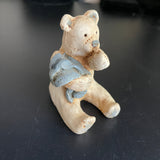 Kings Grant carved Teddy Bear with blanket signed by artist R. Bryan Dated 1986 vintage collectible figurine
