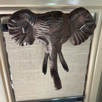 Tremendous trunk and tusks elephant cast iron wall hook
