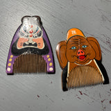 Chinese theater Shamanic mask set of 2 wooden hair comb pins vintage collectible hair accessories