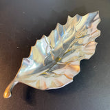 Department 56 dazzling leaf in bright silver-tone cast metal vintage collectible trinket dish