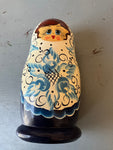 Cepzueb Tiacad signed 5 piece Russian Matryoshka hand made and painted wooden nesting dolls vintage 1993 collectible