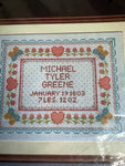 Good Shepherd Your Baby&#39;s Sampler 803502 vintage 1984 counted cross stitch kit 14 count AIDA DMC floss