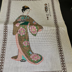 Beautiful Oriental women needlepoint canvas 11 by 17 inches