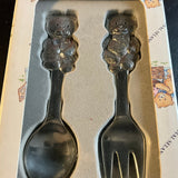 Royal Selangor pewter teddy bears children&#39;s fork & spoon set