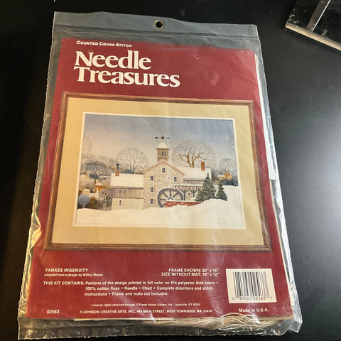 Needle Treasures Yankee Ingenuity printed fabric cross stitch kit