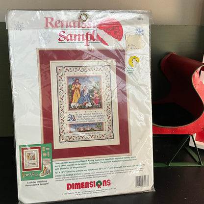 Dimensions Renaissance Sampler Vintage 1992  counted cross stitch kit*