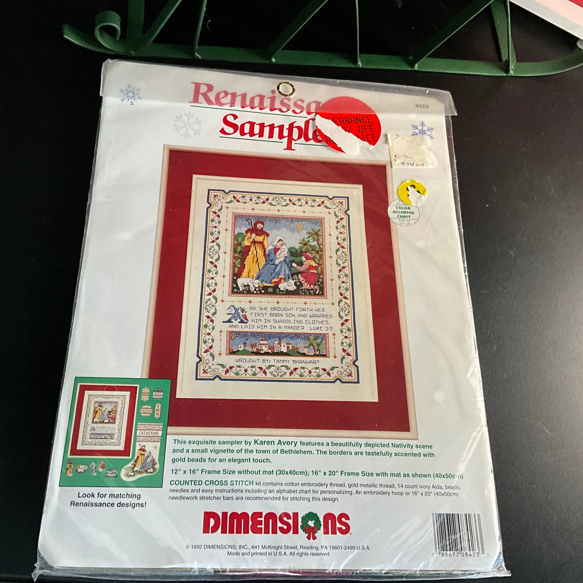 Dimensions Renaissance Sampler Vintage 1992  counted cross stitch kit*