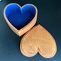 Wonderful WV West Virginia University logo burned into heart shaped blue felt lined wooden jewelry/trinket box