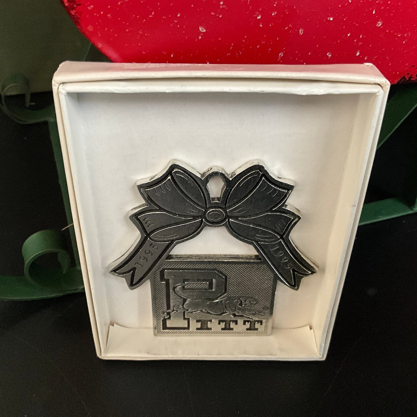 Pewter Pitt Dated 1995 University of Pittsburg Christmas ornament