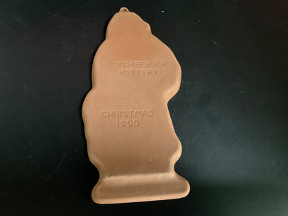 Longaberger Pottery Santa Clause cookie molds Set of 2 vintage 1990 & 1991 Christmas kitchen collectibles