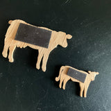 Wooden Cow magnets st of 2 vintage kitchen collectible refrigerator magnets