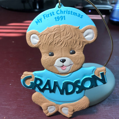 Hallmark, Grandson&#39;s First Christmas, Dated 1991, Keepsake Ornament, QX5117*