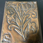 Charming Copper Relief Floral Lidded Wooden Trinket Box vintage keepsake collectible
