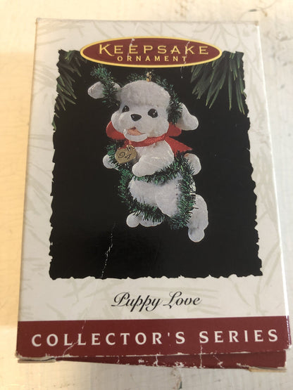 Hallmark Keepsake Ornament, Puppy Love, Dated 1994, 4th in Collectors Series, Handcrafted and Brass