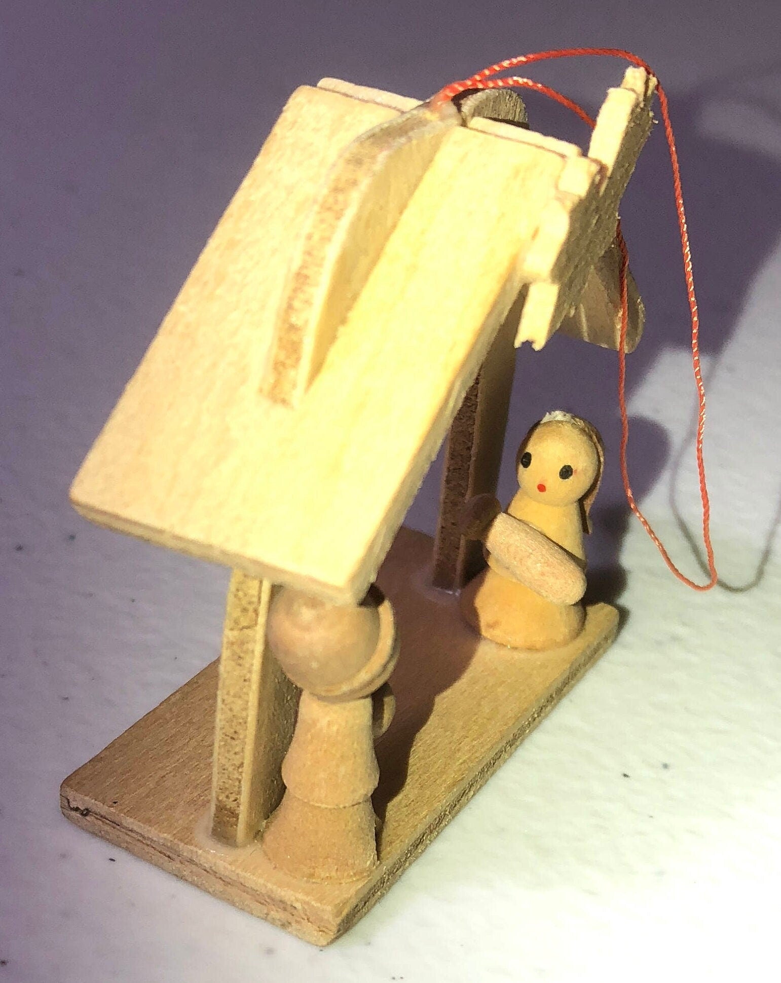 Small Wooden Nativity Scene, Vintage, Unique, Christmas, Ornament