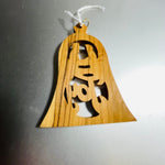 Joy Carved Wooden Bell Christmas Tree Ornament