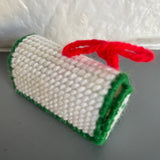 Cute Christmas Holly Berry Mail Box with Flag Up Vintage Plastic Canvas Ornament