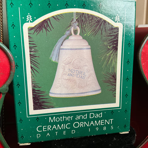 Hallmark Mother and Dad choice Ceramic Bell Keepsake Ornaments see pictures and variations*