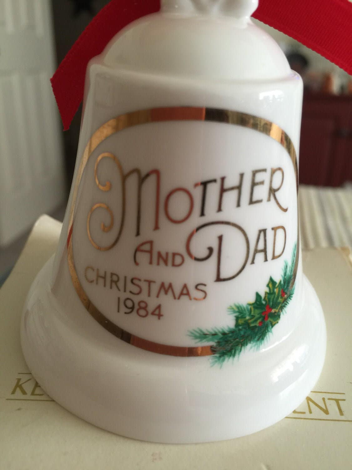 Hallmark, Mother and Dad, Porcelain Bell, Dated 1984, Keepsake Ornament, QX2581*