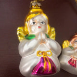 Pair of Angels,  Big and small, Blown Glass Ornaments