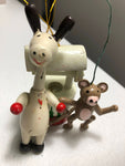 Wooden Ornaments Vintage Set of Three Monkey, Wishing Well, Horse