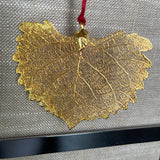 Gorgeous gold-tone natural looking 3D detailed leaf Christmas tree ornament