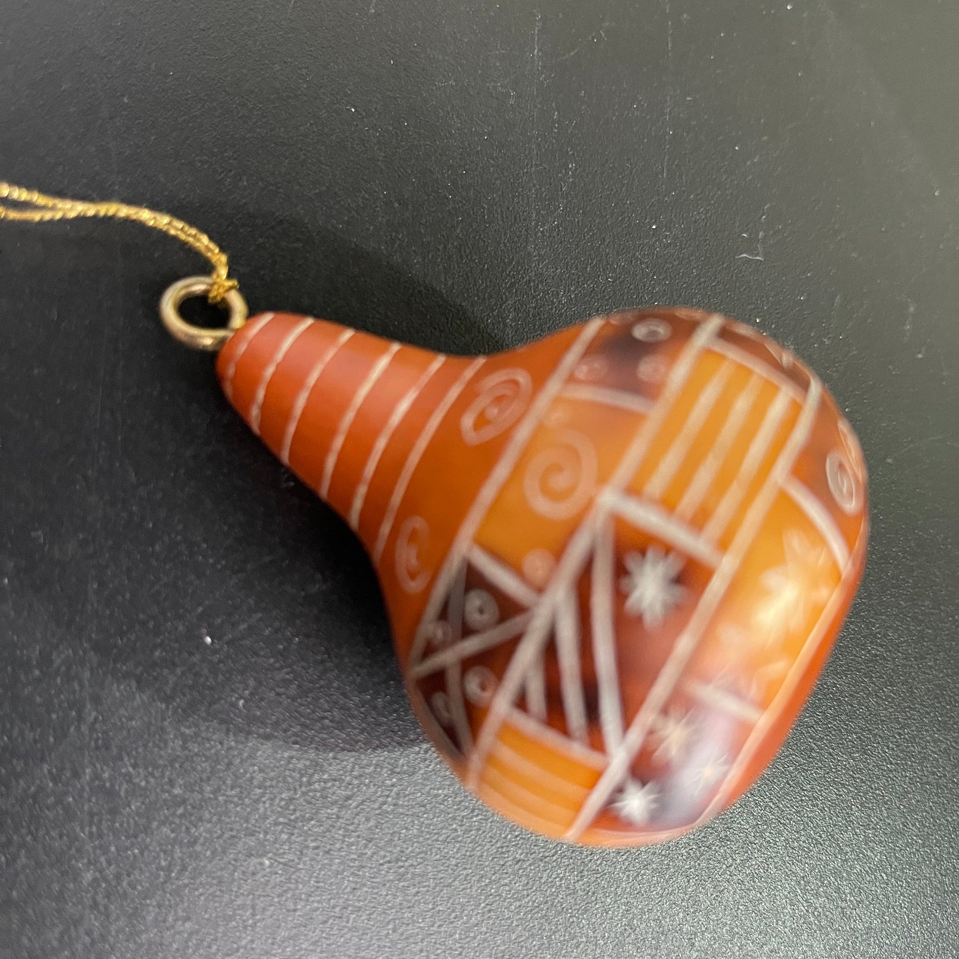 Indigenous Peoples style carved gourd Christmas ornament