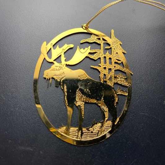 Majestic Moose gold-tone metal cut out Christmas ornament