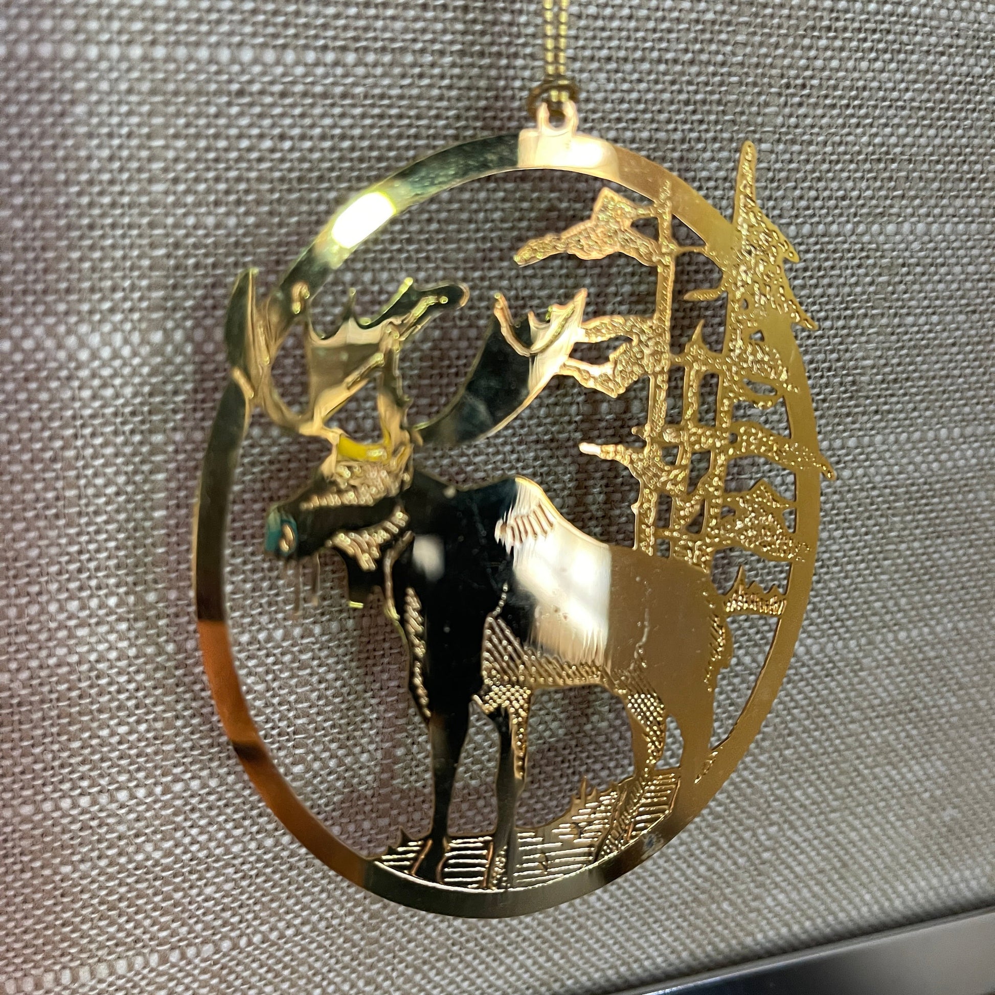 Majestic Moose gold-tone metal cut out Christmas ornament