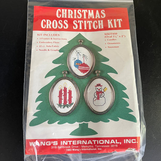 Wang&#39;s International ornaments, candles and snowman wkit050 vintage Christmas Cross Stitch Kit*