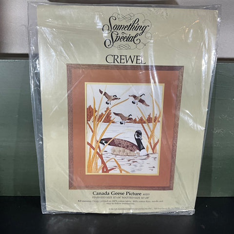 Candamar Designs Something Special Canada Geese Picture vintage 1986 crewel kit 11 by 14 inches