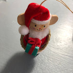 Santa Mouse Vintage Wooden Christmas Tree Ornament