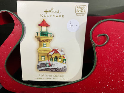 Hallmark choice Lighthouse Greetings Magic Light Keepsake Ornaments see pictures and variations*