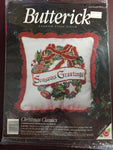 Butterick Christmas Classics &quot;1940 Wreath Pillow&quot; Counted Cross Stitch Kit finished size fits 14 by 14 inch pillow form