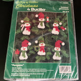 Bucilla Penguins 32267 set of 6 jeweled felt Christmas ornaments kit