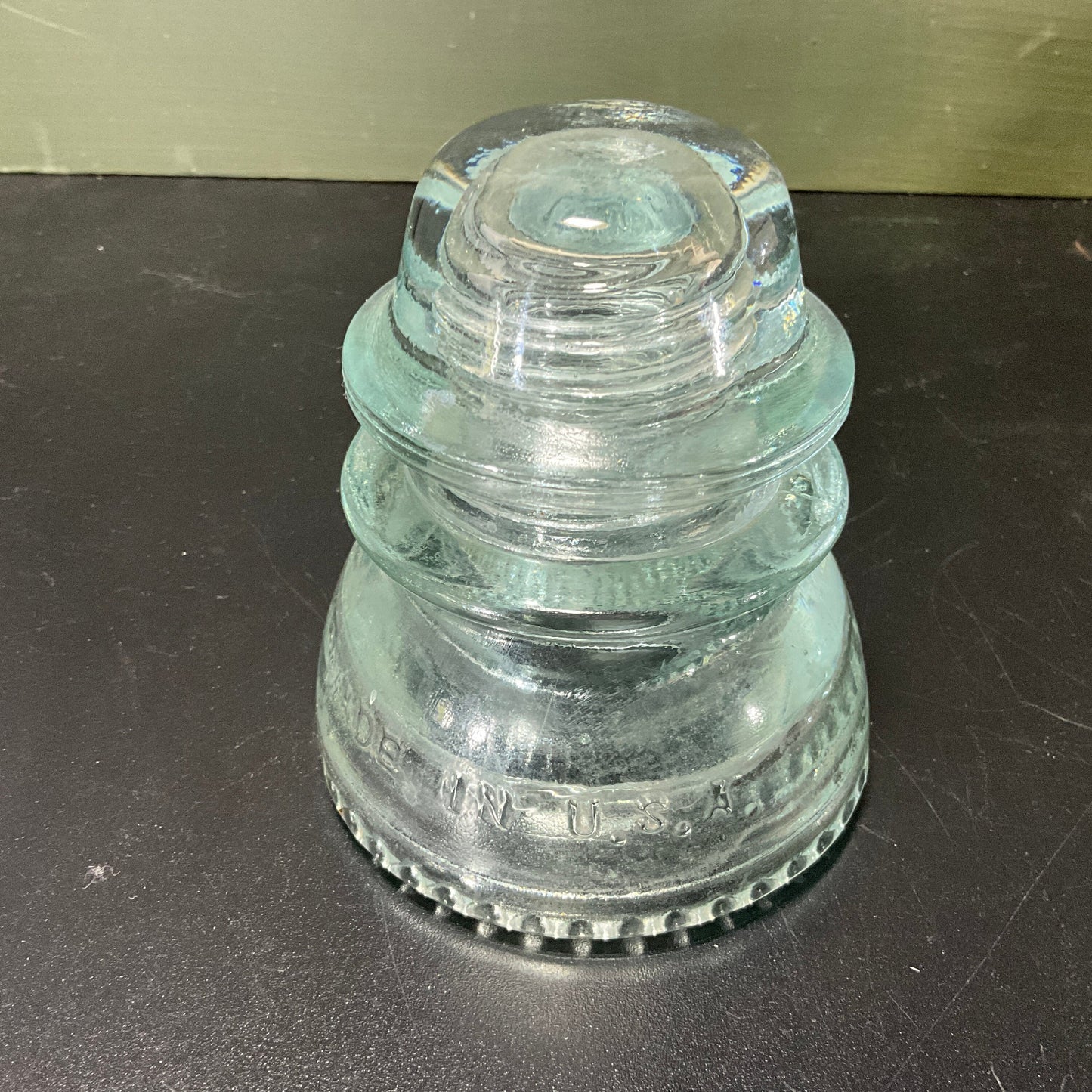 Crystal clear electric line pole insulator made in Hemingway AZ USA vintage collectible*