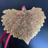 Gorgeous gold-tone natural looking 3D detailed leaf Christmas tree ornament