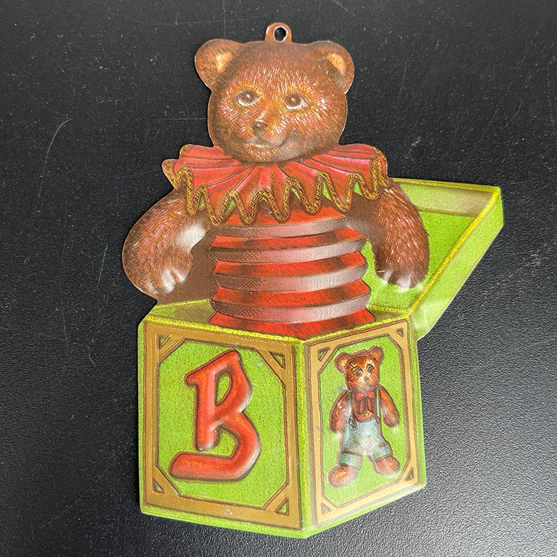 Department 56 Teddy Bear Jack in the Box Metal vintage collectible Christmas ornament