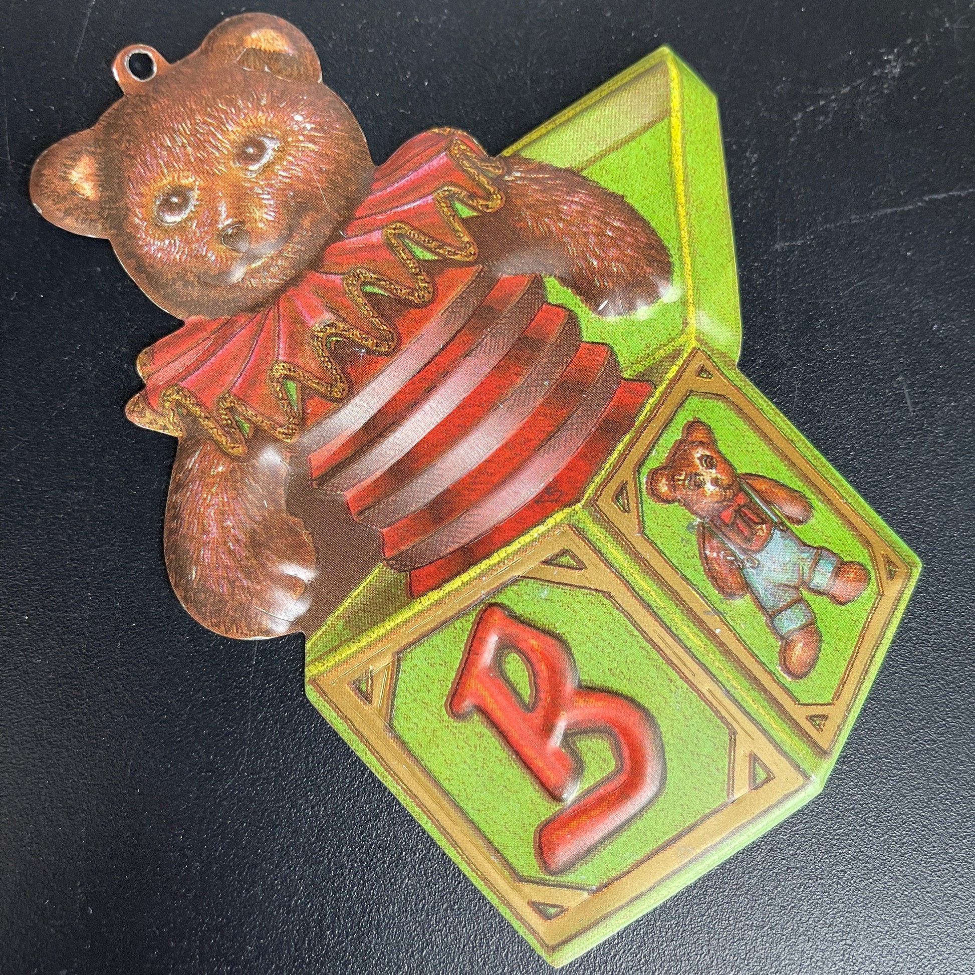 Department 56 Teddy Bear Jack in the Box Metal vintage collectible Christmas ornament