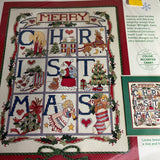 Dimensions Merry Christmas Greeting vintage 1993 counted cross stitch kit