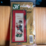 Snowman, Holiday Bell Pull Kit, Stitch On 14 Count White Aida