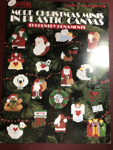Leisure Arts Merry Christmas Minis in Plastic Canvas 19 Country Ornaments Leaflet 1144 Vintage 1988 Patterns