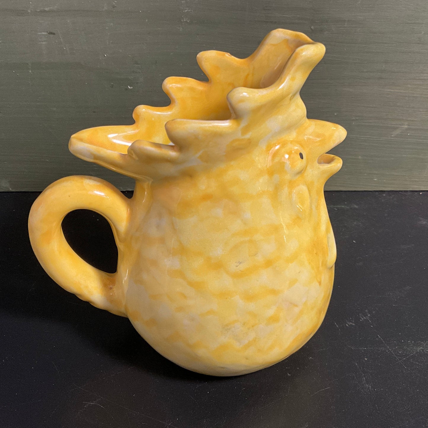 Ravishing Rooster creamer small yellow pitcher vintage kitchen collectible made in Italy