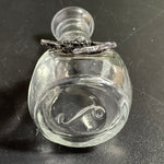 Pretty pewter 3D Rose on nice pinched clear glass mini bud vase vintage collectible