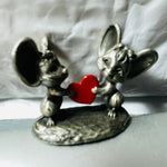 Pewter, Hallmark Cards, Little Gallery, Choice of 1977 Betsy Clark Under Umbrella or 1981 Mice Wish Heart Vintage Figurines