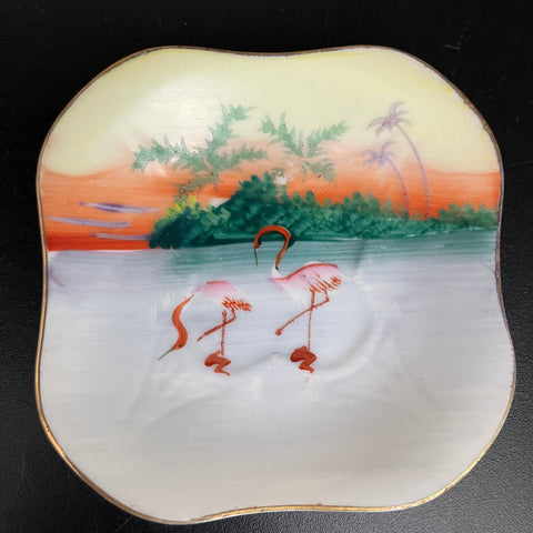 Resplendent Ray-Mar Miami Florida Flamingos 3.5 inch vintage keepsake collectible mini trinket dish