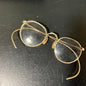 Charming child size gold-tone wire rim spectacles vintage collectible metal eyeglasses with case