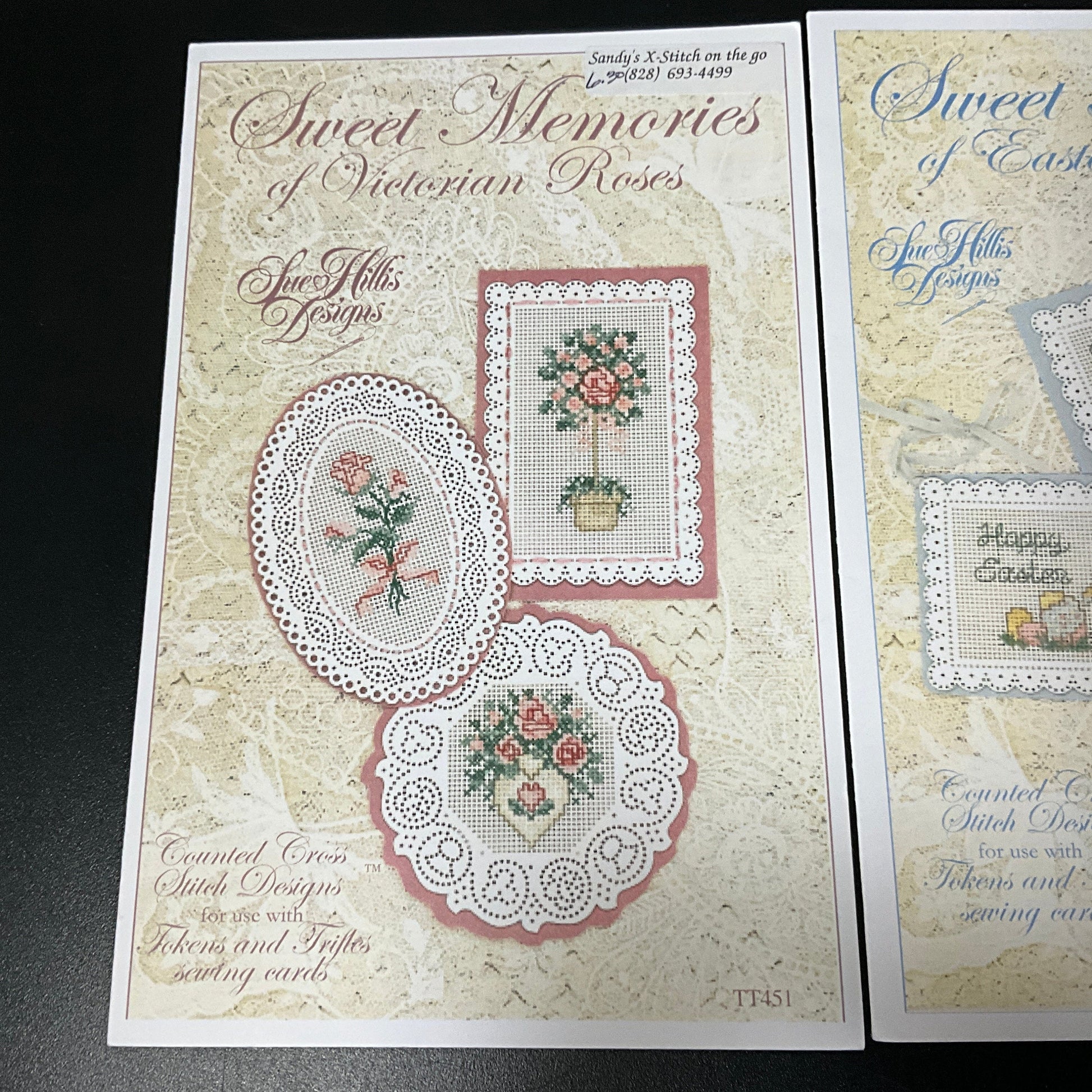 Sue Hillis Designs Sweet Memories of Victorian Roses & Easter Greetings set of 2 vintage cross stitch charts