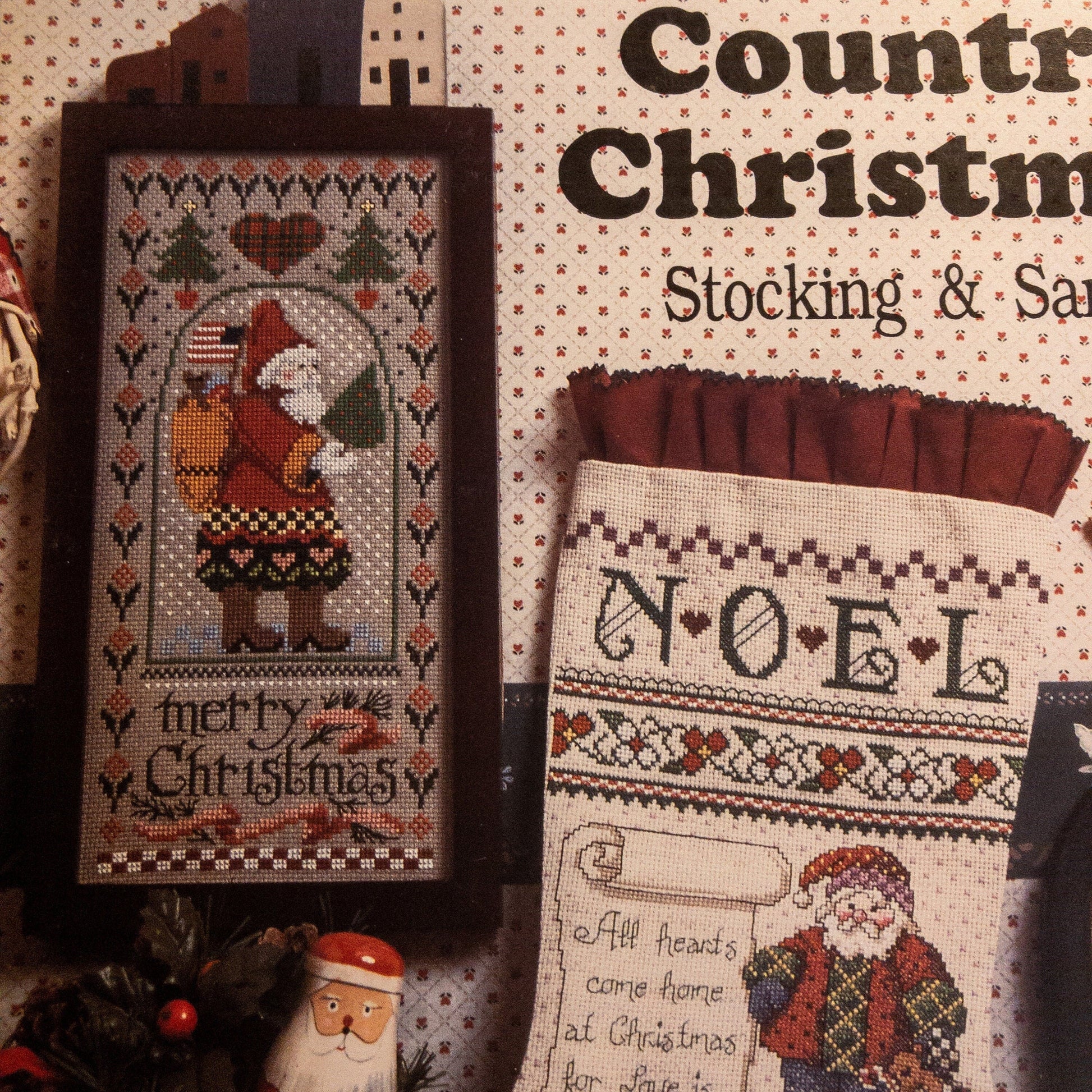Jeremiah Junction, Country Christmas, Stocking & Santa, Vintage 1993, Counted Cross Stitch Chart